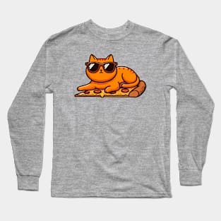 Relaxed Cat on the Pizza Long Sleeve T-Shirt